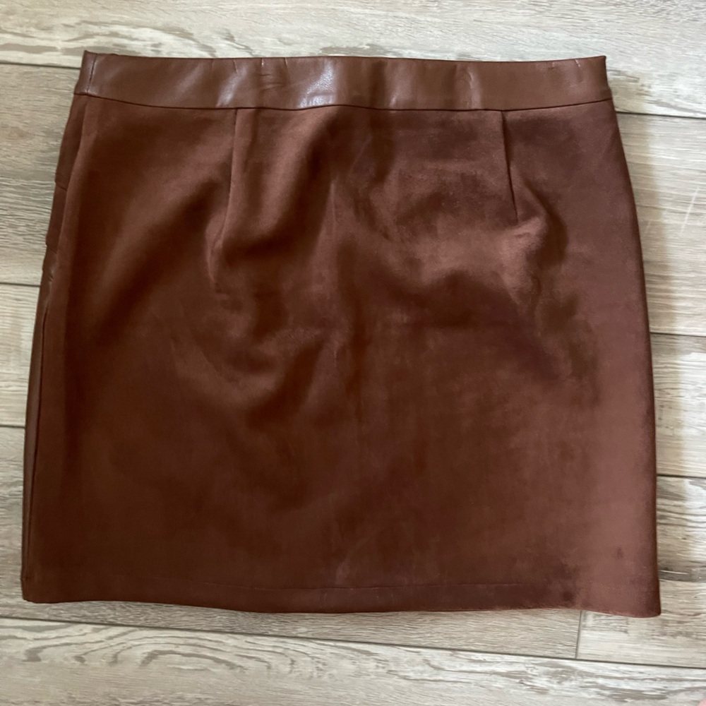 Brown Leather Skirt - Never Warn - Picture 3 of 6